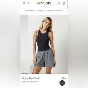 Vuori Pose Plyo Tank Black size S